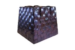 Woven Leather Basket Dark