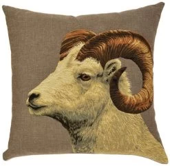 White Argali Ram Cushion