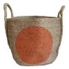 Jute Basket Orange Dot