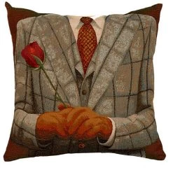 Jacket Cushion Grey Check/Red Rose