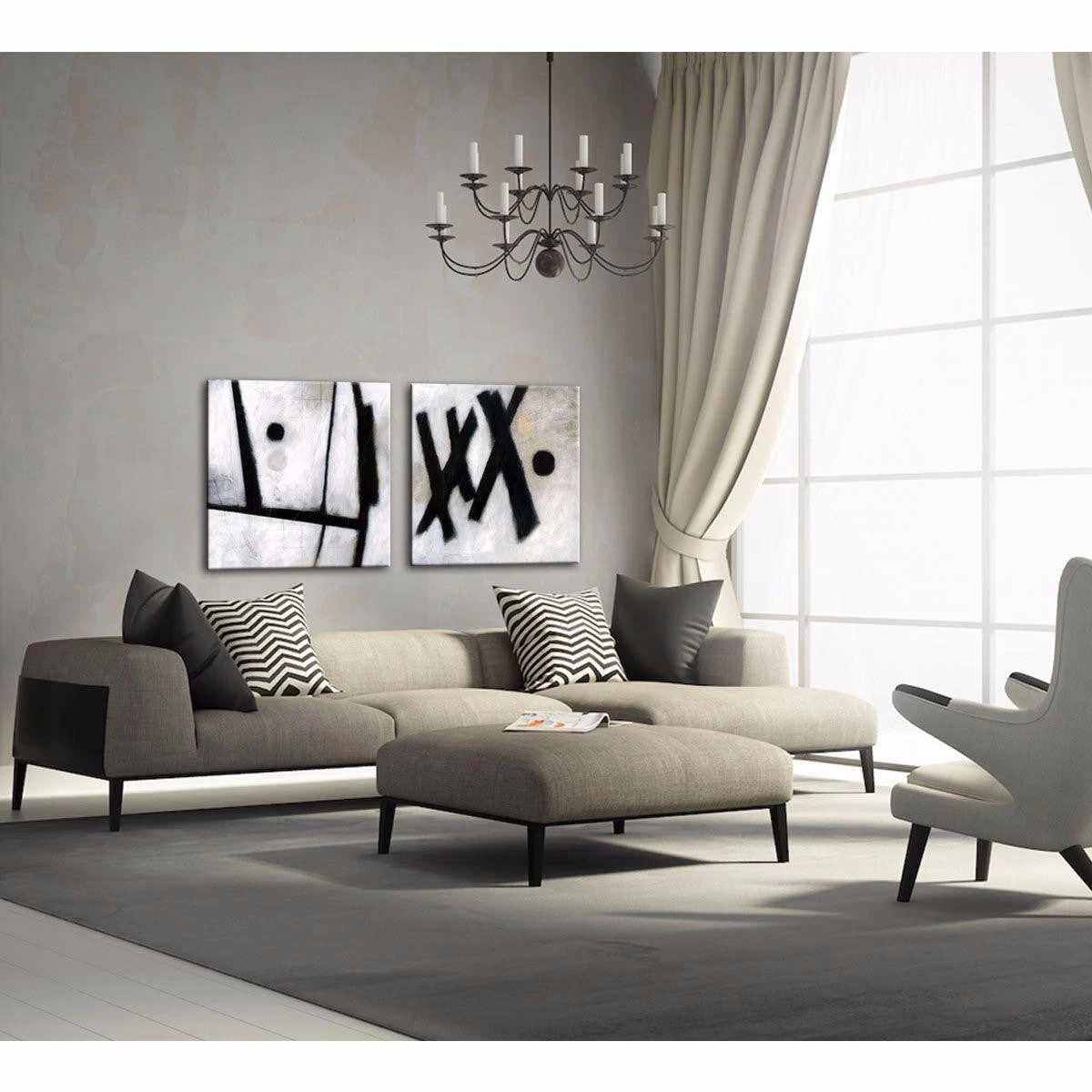 Chromos I/Chromos III Canvas Paintings Pair 2 Chromos I/Chromos III Canvas Paintings Pair - Image 2