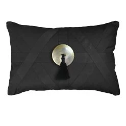Tassel Cross Patch Black Lumber Cushion