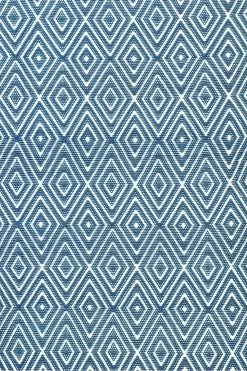 Diamond Denim & White Indoor Outdoor Rug