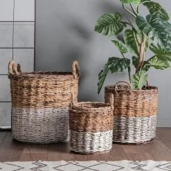 Martinez Set/3 Baskets White & Natural