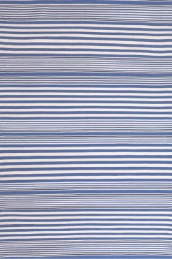 Rugby Stripe Indoor/Outdoor Rug Denim