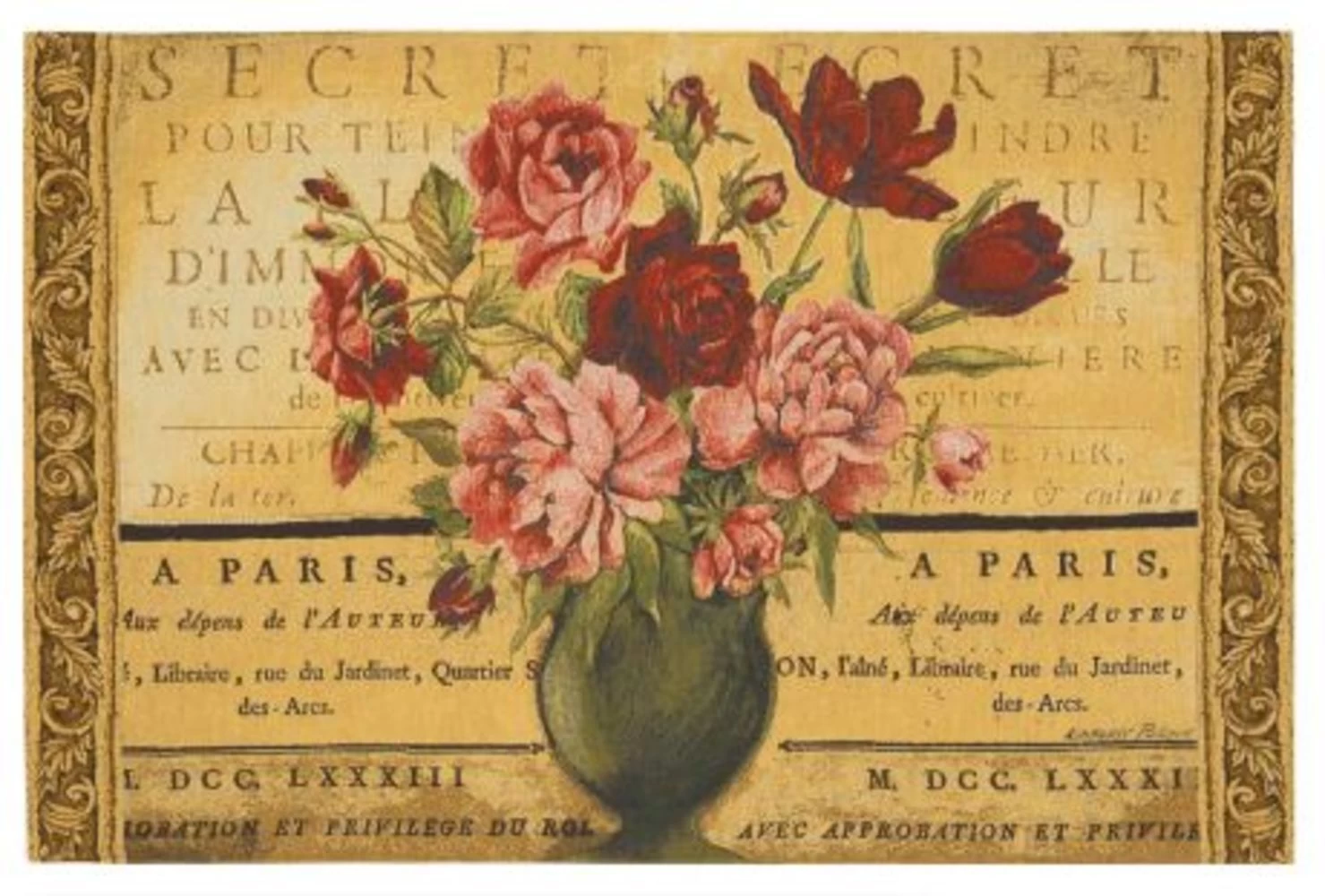 Roses And Script Tapestry With Rod 1 Roses And Script Tapestry With Rod