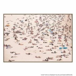 Crowded Beach Canvas Print With Floating Frame