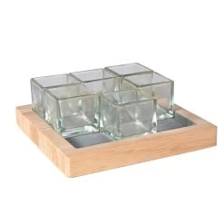 Elementer Kesa Square Tray 6 Glass Candle Holder