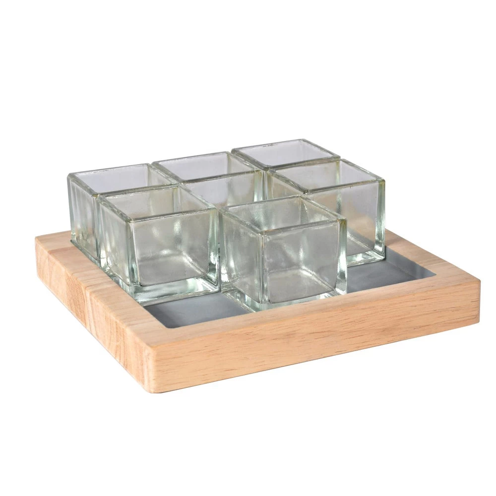 Elementer Kesa Square Tray 6 Glass Candle Holder 1 Elementer Kesa Square Tray 6 Glass Candle Holder