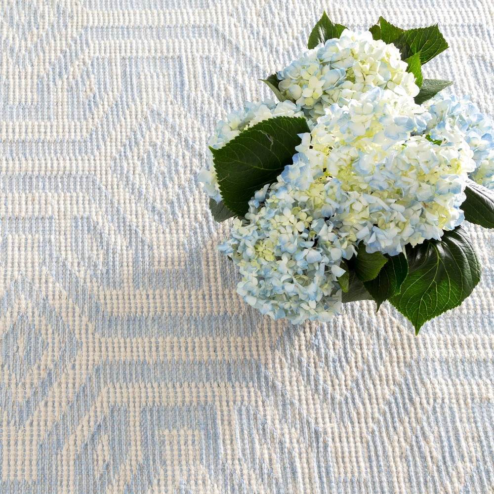 Taj Blue Wool Woven Rug 2 Taj Blue Wool Woven Rug - Image 2