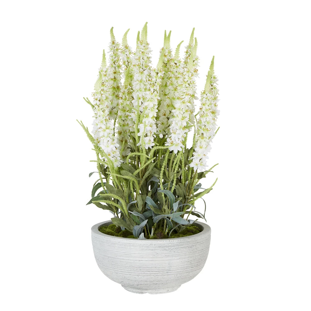 Fayette Foral Arrangement In Cement Pot White 1 Fayette Foral Arrangement In Cement Pot White