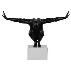 Male Athlete Sculpture Matt Black Large