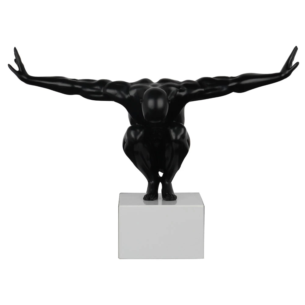 Male Athlete Sculpture Matt Black Large 1 Male Athlete Sculpture Matt Black Large