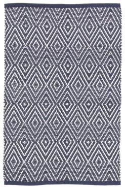 Diamond Navy & White Indoor Outdoor Rug