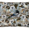 Floral Birds Blue Rectangle Cushion
