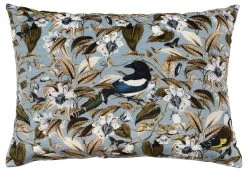 Floral Birds Blue Rectangle Cushion