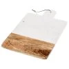 Sita Mango Wood And Marble Rectangular Wide Chopping Board With Handle - White/Natural