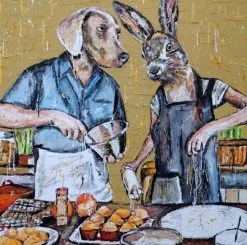 They Always Cooked Every Meal Together, But Tonight For Desert They Had Something Else On Their Mind Print