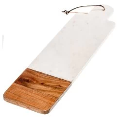 Sita Mango Wood And Marble Rectangular Narrow Chopping Board With Handle - White/Natural -Home Decoration Store shopify 2e23e44edf6f3554d60b4ce94513aed6 sita mango wood and marble rectangular narrow chopping board with handle white natural