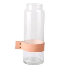 Elementer Leather Wrap Flower Vase - 10 X 30cm