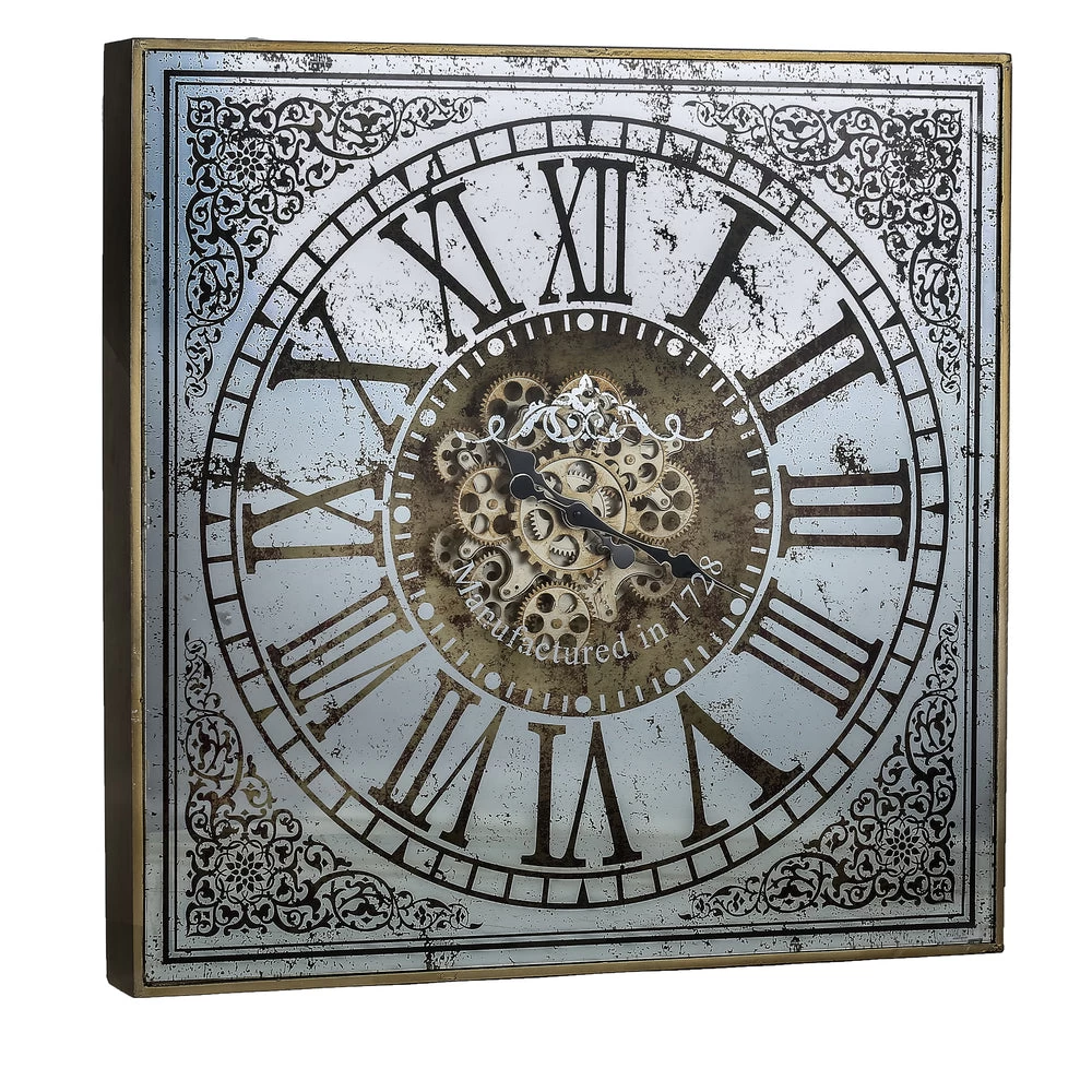 Square Mirror Wall Clock