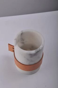 Elementer Marble & Leather Vase Medium - White -Home Decoration Store shopify 417e83d8c0510e11a721616b68885656 elementer marble leather vase medium white