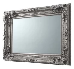 Carved French Wall Mirror Antique Silver