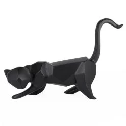 Geometric Cat Sculpture Black