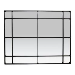 Sixteen Pane Mirror Black