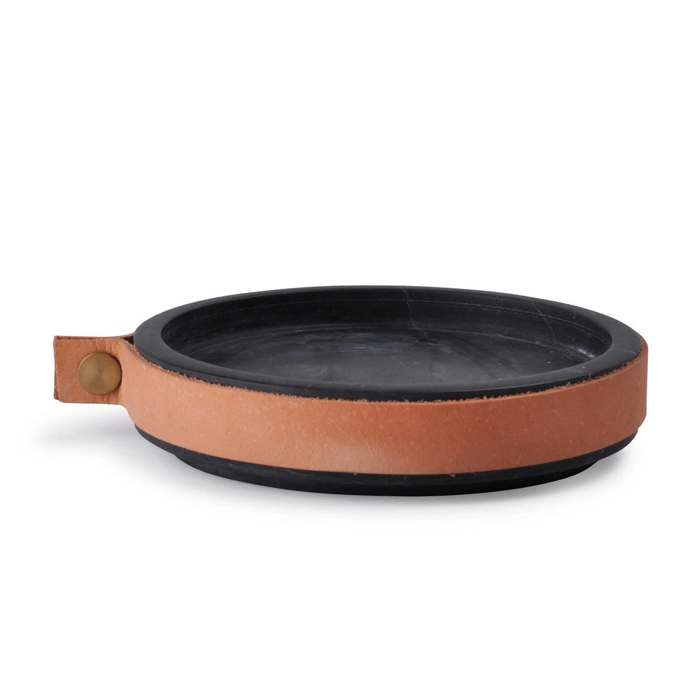 Elementer Marble & Leather Trinket Tray - Black 2 Elementer Marble & Leather Trinket Tray - Black - Image 2