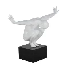 Male Athlete Sculpture Gloss White Small