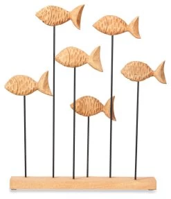 Mango Wood Chiselled School Of Fish On Stand - Natural -Home Decoration Store shopify 6579861af69549dfd97b74cafa00afaa mango wood chiselled school of fish on stand natural