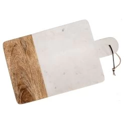 Sita Mango Wood And Marble Rectangular Wide Chopping Board With Handle - White/Natural -Home Decoration Store shopify 6c4978897d7677b4750fb980b0225eb6 sita mango wood and marble rectangular wide chopping board with handle white natural