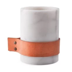 Elementer Marble & Leather Vase Medium - White -Home Decoration Store shopify 784c61ed1e805d699cb2dfe1eb1f21eb elementer marble leather vase medium white