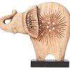 Wooden Chiselled Elephant In Mango Wood - Natural/Black