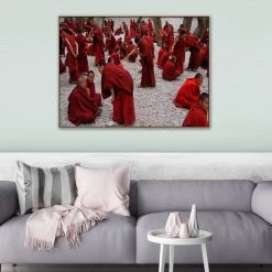 Debating Monks Photographic Canvas Print With Floating Frame -Home Decoration Store shopify 834925 JTREB DEBATING MONKS L1 NAT RM