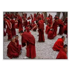 Debating Monks Photographic Canvas Print With Floating Frame -Home Decoration Store shopify 834925 JTREB DEBATING MONKS L1 WHT