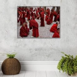 Debating Monks Photographic Canvas Print With Floating Frame -Home Decoration Store shopify 834925 JTREB DEBATING MONKS L1 WHT RM