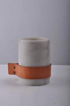 Elementer Marble & Leather Vase Medium - White -Home Decoration Store shopify 9054f5055652915741a5740b2ebf7189 elementer marble leather vase medium white