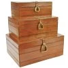 Franklin Set/3 Leather Boxes With Stirrups Light Tan