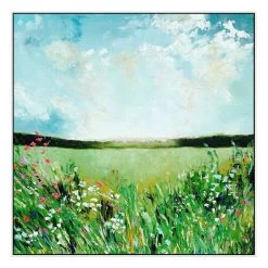 The Spring Field Canvas With Floating Frame -Home Decoration Store shopify MPW 991 EB THE SPRING FIELDS SQ WHT