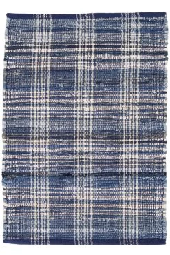 Denim Plaid Cotton Woven Rug