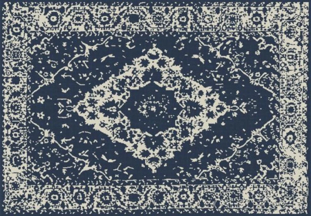 Stacy Indoor/Outdoor Polypropylene Agidir Heritage Rug - Blue/Cream - Image 2