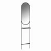 ZELMA Black Metal Mirror With Shelf 41x184cm