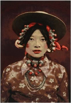 Tibetan Girl Tapestry Purple With Rod