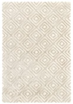 Cut Diamond Silver Wool And Viscose Rug
