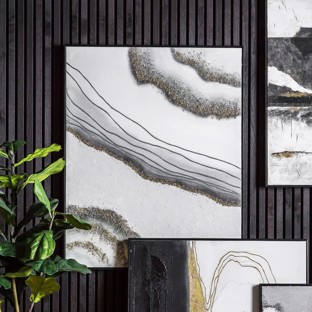 Grey Agate Abstract Framed Canvas 2 Grey Agate Abstract Framed Canvas - Image 2