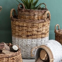 Martinez Set/3 Baskets White & Natural -Home Decoration Store shopify c1b8f41a55381cd255222dbe5ec8a14f martinez set 3 baskets white natural