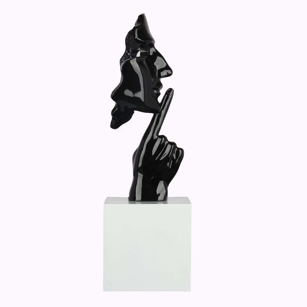 Face And Finger Sculpture Black Gloss 1 Face And Finger Sculpture Black Gloss