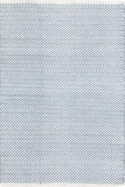 Herringbone Cotton Rug Swedish Blue